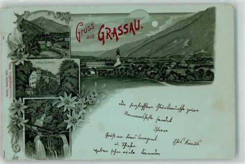 Grassau 1899 Schloss Niedernfels Wasserfall