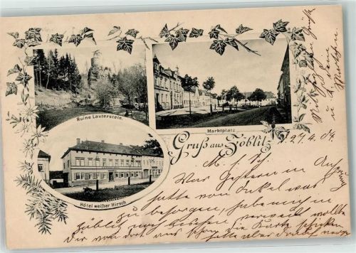 Zöblitz 1904 Ruine Lauterstein Marktplatz Hotel weißer Hirsch