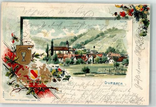 77770 W7601 Durbach 1902 Prägedruck Wappen