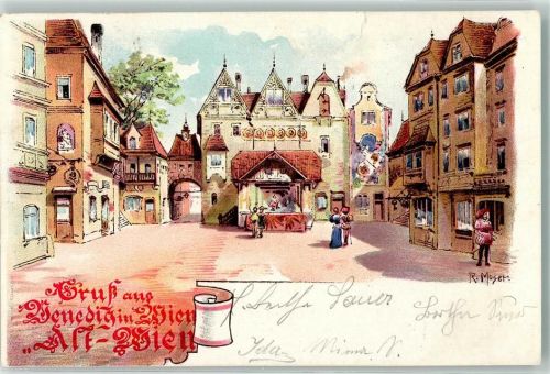 Wien 1898 sign R. Moser Alt-Wien Etablissement Gasthaus Venedig Vergnügungspark Prater
