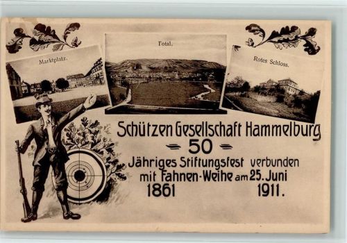 W8783 Hammelburg Schützengesellschaft Hammelburg 50. Stiftungsfest und Fahnenweihe Schützenverein 1911 Passepartout