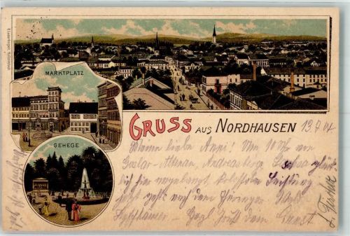 Nordhausen 1904 Gehege Springbrunnen Marktplatz