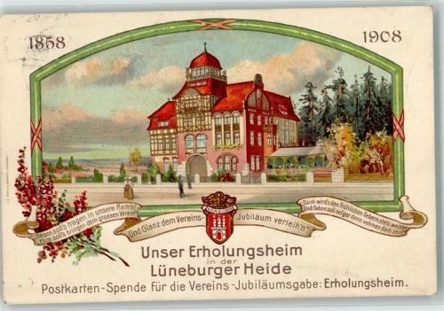 Walsrode 1909 Erholungsheim des Vereins für Handlungs-Commis Wappen Sinnspruch