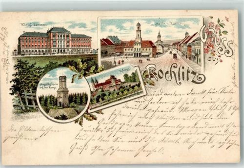Rochlitz 1898 Aussichtsturm Königl. Seminar Markt Rathaus Schloss