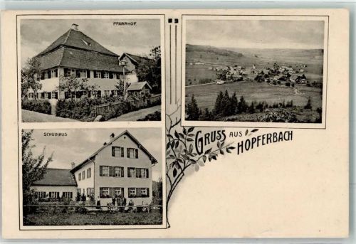 87496 W8961 Hopferbach , Allgäu 1916 - Pfarrhof Schulhaus