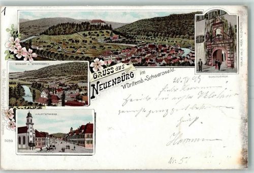 Neuenbürg 1898 Schlossthor Bahnhof Sensenfabrik Hauptstraße