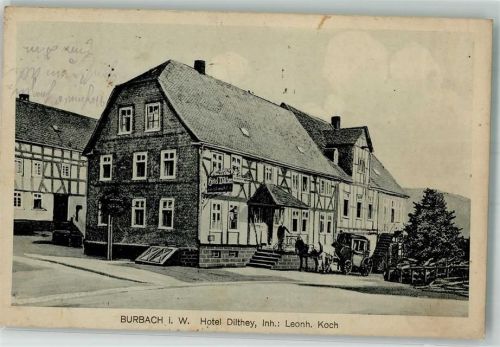 Burbach 1920 Hotel Dilthey Postkutsche Inflationsporto