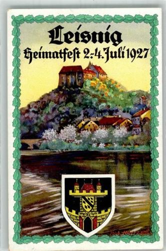 04703 O7320 Leisnig 1927 Künstlerkarte Heimatfest 1927 Burg Mildenstein Wappen sign. Rich. Hertzsch