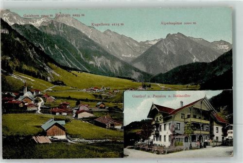 87541 W8973 Hinterstein - Alpenkette Gaishorn Kugelhorn Alpelespitze Gasthaus zum Steinadler