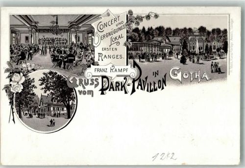 Gotha Lithographie Etablissement Park-Pavillon Park Festsaal Rosenzweig