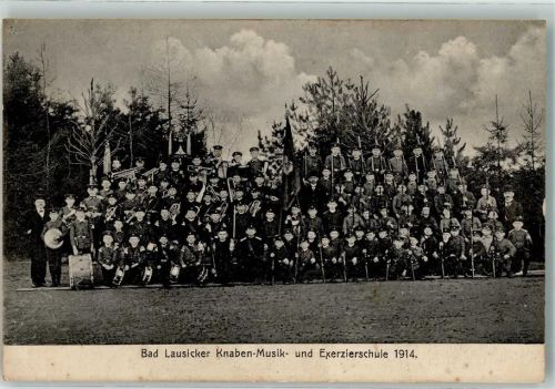 04651 O7232 Bad Lausigk - Knaben Musik- und Exerzier- Schule 1914 Gruppenfoto Uniform