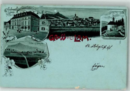 Lam 1908 Lithographie Mariahilf-Kapelle Gasthaus zur Post Ossa