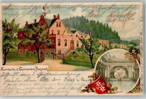 Pößneck 1904 Turnverein Pößneck Turnhalle Wappen Festsaal