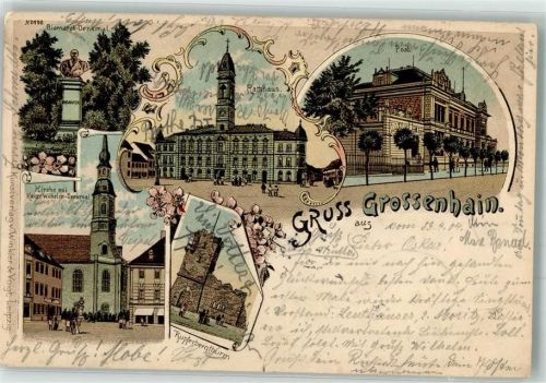 Großenhain 1904 Kirche Kaiser Wilhelm-Denkmal Kupferbergturm Post Rathaus Bismarck-Denkmal