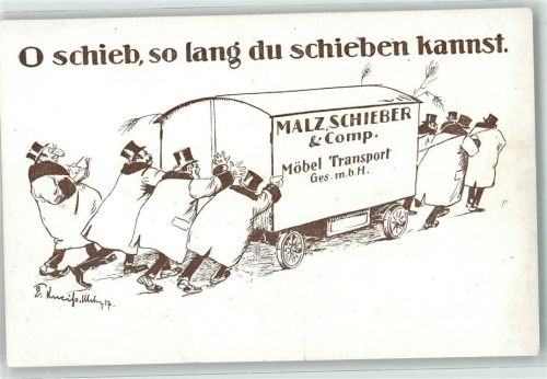 1917 Möbel Transport Malz Schieber sign. E. Kneiss AK