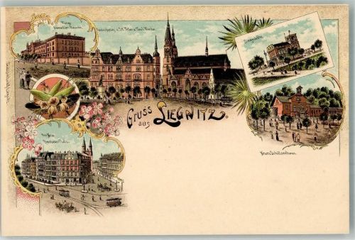 Liegnitz Legnica Lithographie Kirche St. Peter und Paul Kaserne Breslauer Platz Schützenhaus