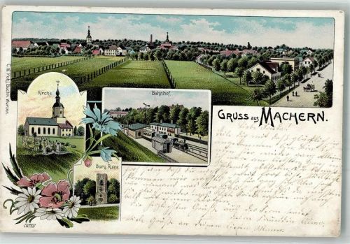 Machern 1910 Bahnhof Burg-Ruine
