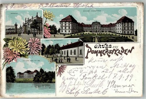 Pommersfelden 1899 Marstall Schloß Weissenstein Schloß Teich Schloß-Gasthaus