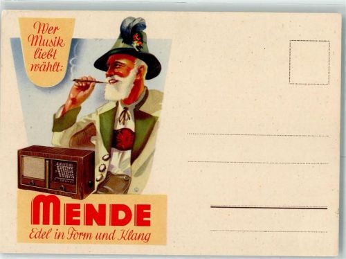 Werbung Mende Bayer. Tracht Rauchen Radio