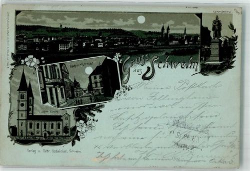Schwelm 1899 Bahnhofstraße Luther. Kirche Kaiserdenkmal