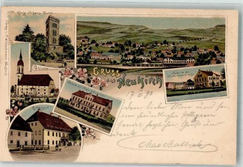 Neukirch 1898 König Johann Turm Kirche Rittergut Schulen