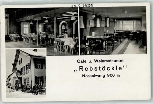 Nesselwang Winter Gasthaus Cafe u. Weinrestaurant Rebstöckle Ski WK II Fahne