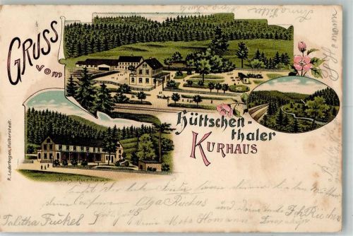 Lautenthal 1898 Lithograpie Hüttschenthaler Kurhaus