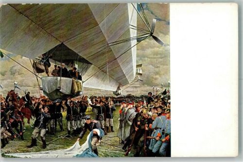 Landung Zeppelin, F. Graf von Künstlerkarte