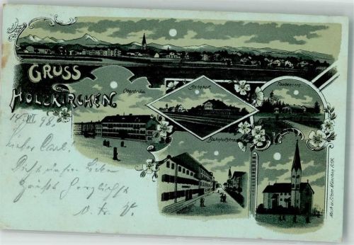 Holzkirchen 1898 Bahnhof Bahnhofstraße Oberbräu Taubenberg Mondschein