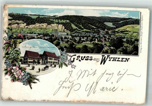 Wyhlen 1903 Gasthaus zum Rössle Gasthaus zum Löwen Bahnpost