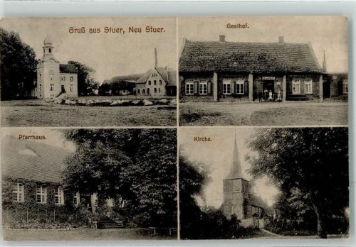 17209 O2071 Bad Stuer - Neu Stuer Pfarrhaus Kirche Gasthaus Bahnpost Röbel