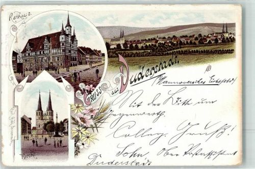 37115 W3408 Duderstadt , Niedersachs 1897 Gebrauchsspuren Rathaus Kirche