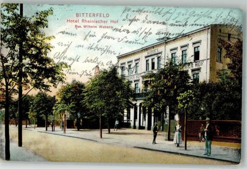 06749 O4400 Bitterfeld 1914 Foto AK Hotel Rheinischer Hof