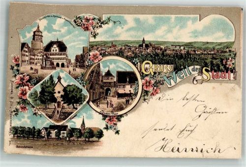 Weil der Stadt 1900 Juden-Tor Bahnhofstrasse Kapelle Stadtkirche Rathaus Kepler-Denkmal