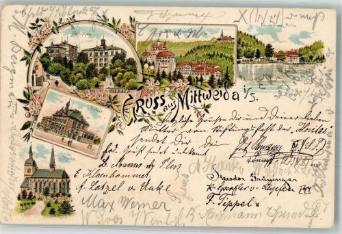 Mittweida 1900 Postamt Technikum Schloss Kriebstein Lauenheimer Mühle