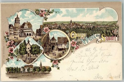 Weil der Stadt 1897 Stadtkirche Rathaus Kepler-Denkmal Juden-Tor