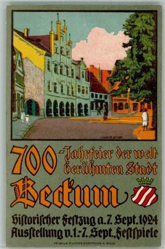Beckum Lithographie 700 Jahrfeier 1924
