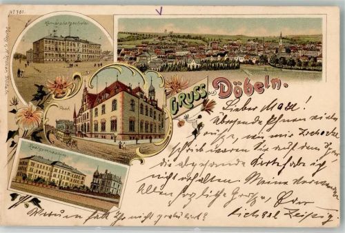 Döbeln 1897 Körnerplatzschule Realgymnasium Post Postkutsche