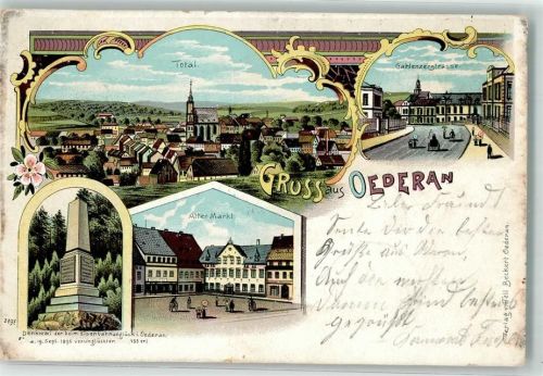 Oederan 1902 Alter Markt Gahlenzerstraße Eisenbahnunglück's-Denkmal Bahnpost Dresden-Reichenbach Zg. 1005