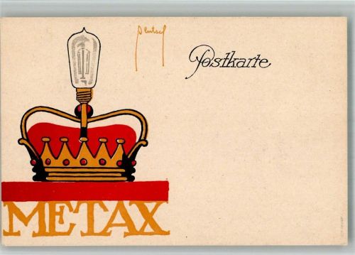 Werbung Metax Lampe sign. Ernst Deutsch-Dryden Motivkarte