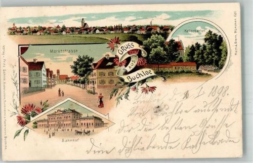Buchloe 1898 Marktgasse Kellergarten Bahnhof