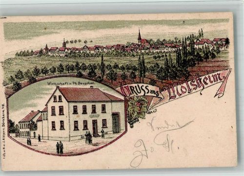 Mölsheim 1904 Lithographie Gasthaus Dauscher