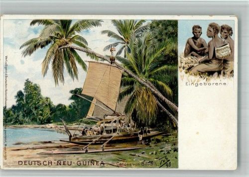 1899 Deutsche Schutzgebiete Nr. 29 Canoes von Bili-Bili sign. Eckenbrecher