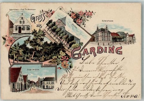Garding 1900 Enge-Strasse Prof. H. Mommsen's Geburtshaus Stadtgarten Osterstrasse