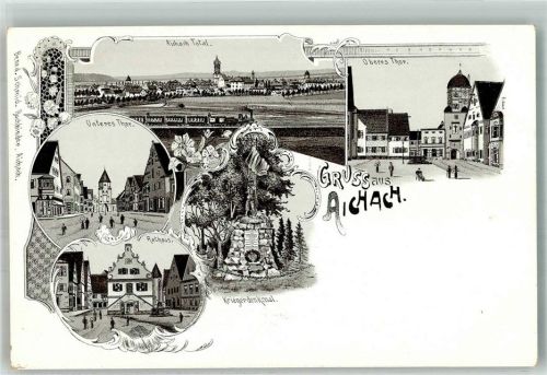 Aichach Oberes Tor Rathaus Kriegerdenkmal Unteres Tor