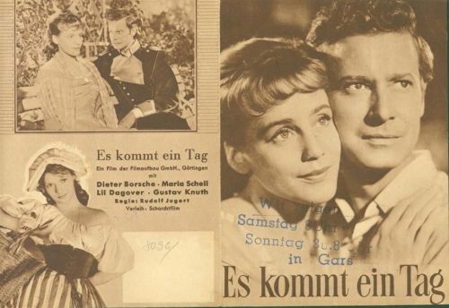 Gars Es kommt ein Tag Filmprospekt 4 seitig Dieter Borsche Maria Schell Lil Dagover Gustav Knuth