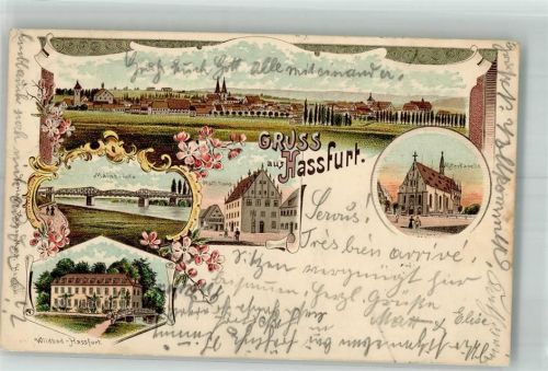 Haßfurt 1899 Wildbad Hassfurt Mainbrücke Rathaus Ritterkapelle
