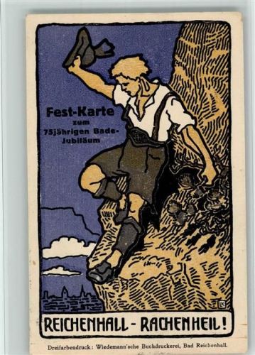 Bad Reichenhall 75 jähriges Bade Jubiläum sign. Kainradel Ludwig Sonderstempel