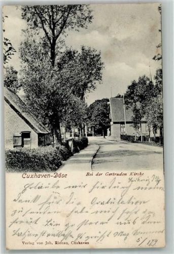 27472 W2190 Döse 1902 - Dorfstrasse bei der Gertruden-Kirche