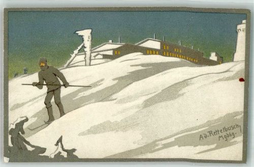 Elend, Brocken Brocken-Hotel Skiläufer sign. Rettelbusch